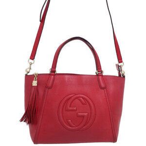 Gucci Soho grained leather top handle bag 2way tote shoulder bag